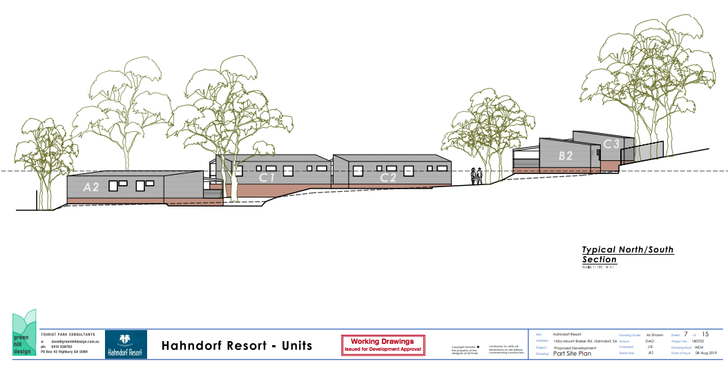 Cross section through the site