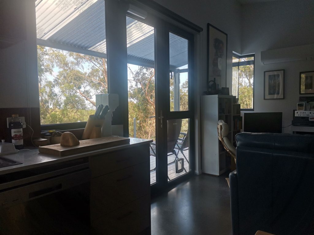 Looking southwards from living area