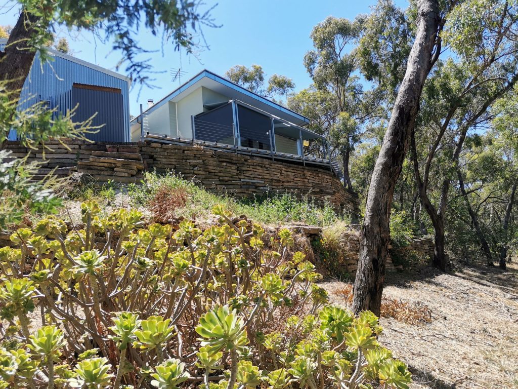 Looking North Up slope towards studio