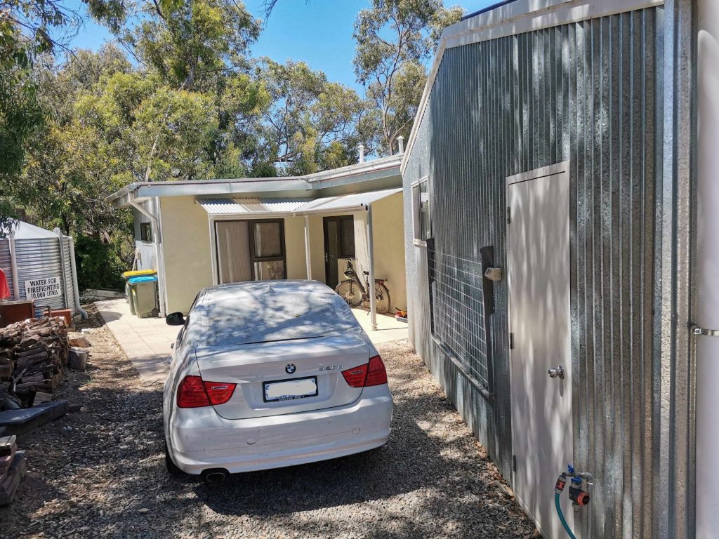 Looking East towards studio